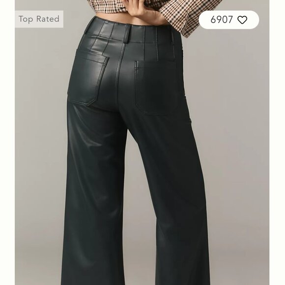 The Colette Faux-Leather Crop Wide-Leg Pants by Maeve Anthropologie 23P - Picture 2 of 7